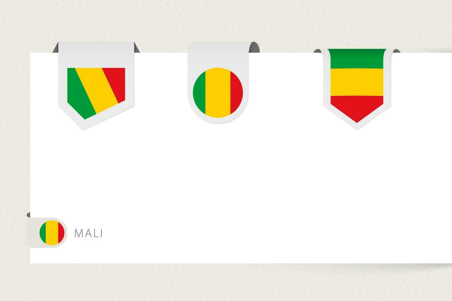 Etikette Flagge Sammlung von Mali im anders Form. Band Flagge Vorlage von Mali vektor