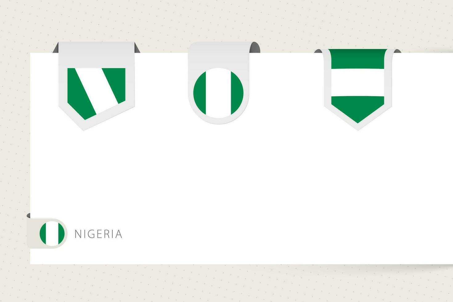 Etikette Flagge Sammlung von Nigeria im anders Form. Band Flagge Vorlage von Nigeria vektor