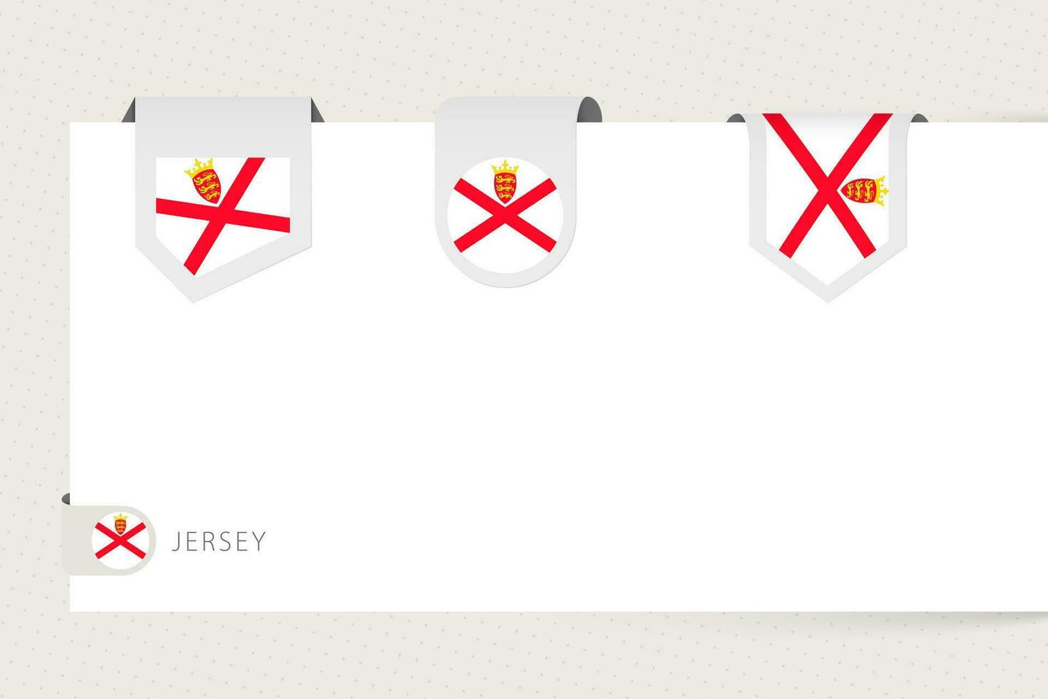 Etikette Flagge Sammlung von Jersey im anders Form. Band Flagge Vorlage von Jersey vektor