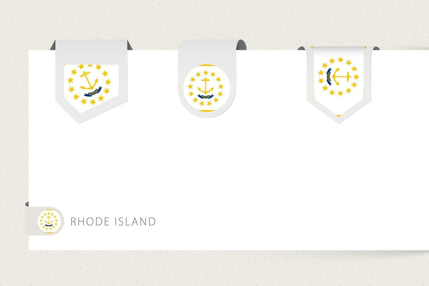 märka flagga samling av oss stat Rhode ö i annorlunda form. band flagga mall av Rhode ö vektor