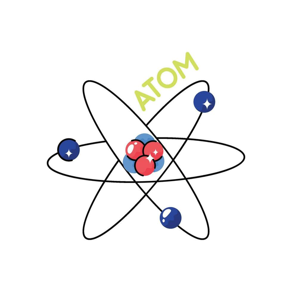 Atom Gekritzel Vektor bunt Aufkleber. eps 10 Datei