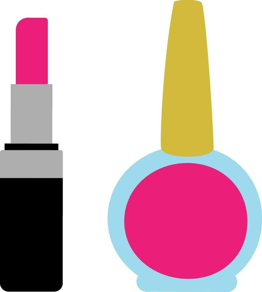 Vektor Illustration von Rosa Nagel Polieren und Lippenstift isoliert auf Weiß Hintergrund