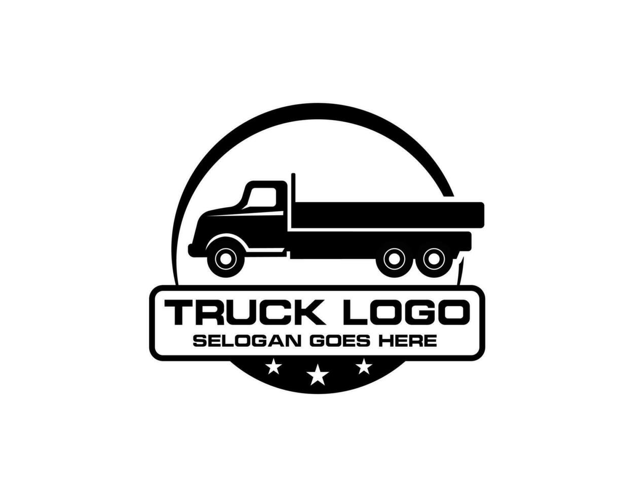 lastbil trailer transport logistik, leverans, uttrycka, frakt företag, snabb frakt, design mall logotyp illustration silhuett, emblem isolerat på mörk bakgrund, svart vektor