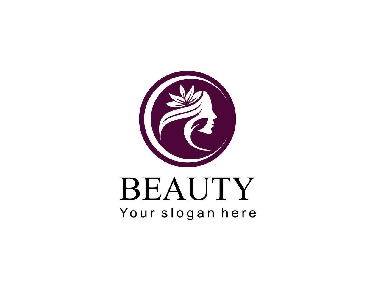 Schönheit Salon Logo.elegant bilden Frau Gesicht und Wortmarke isoliert auf Licht Fondsprofil Aussicht Dame Porträt.rosa Lippenstift und lange Wimpern.Kosmetik und Spa Business.Kalligraphie Stil Beschriftung. vektor