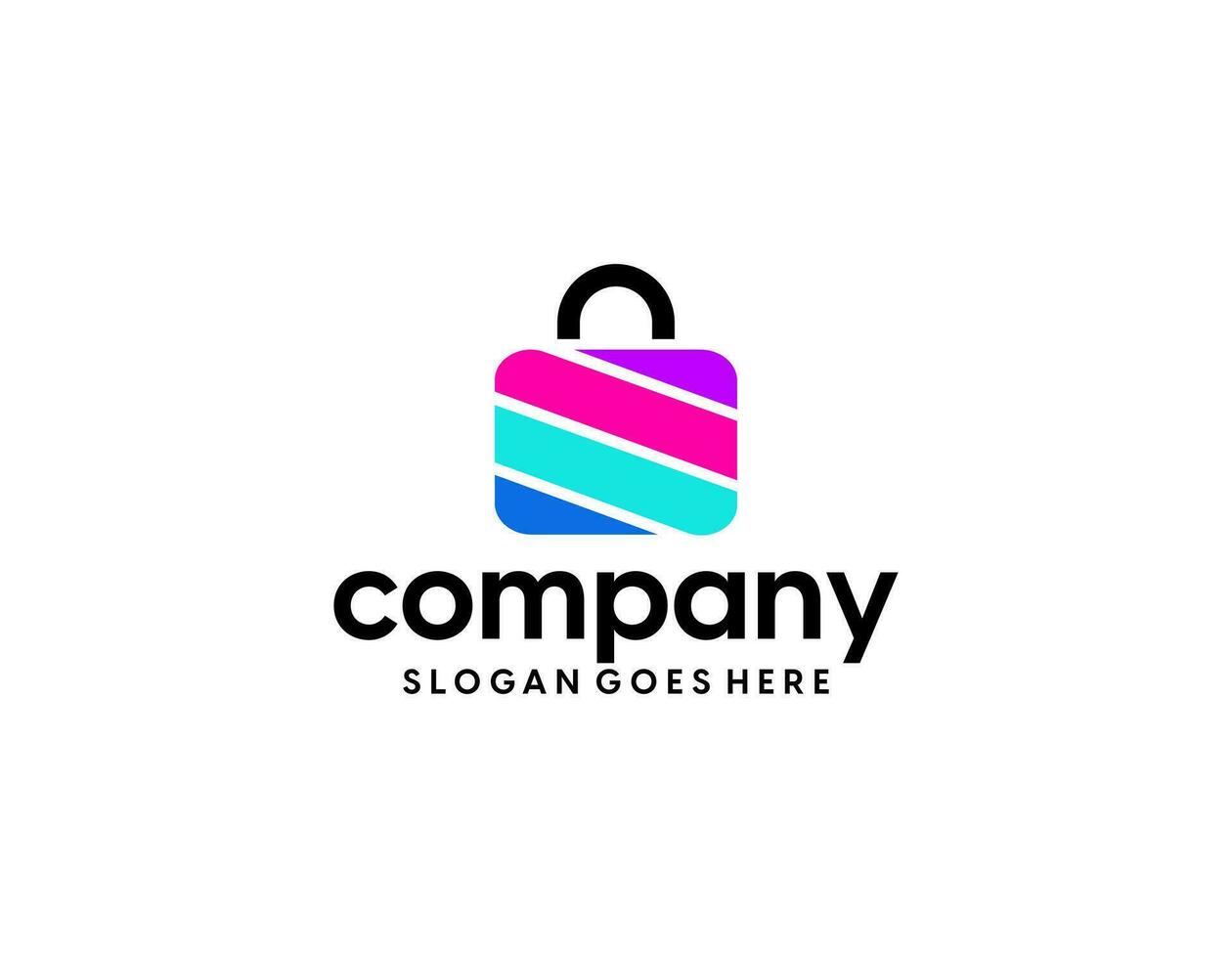 kreativ modern abstrakt e-handelslogotypdesign, färgglad gradient online shoppingväska logotyp designmall vektor