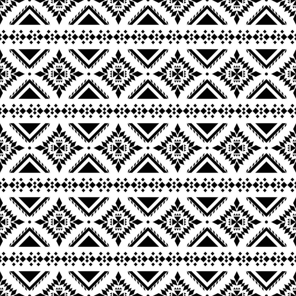 etnisk motiv abstrakt geometrisk bakgrund design. stam- konst sömlös rand mönster i aztec stil. design för textil- mall och skriva ut tyg. svart och vit Färg. vektor