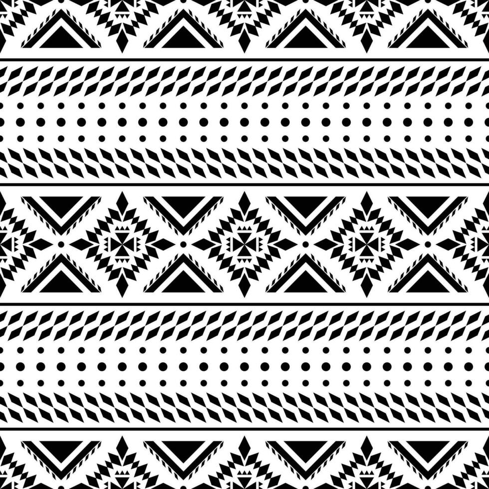 nahtlos Stammes- geometrisch Muster. Vektor abstrakt mit ethnisch Motiv. einheimisch amerikanisch Kunst Illustration Design zum Textil- Vorlage und Ornament. schwarz und Weiß Farben.