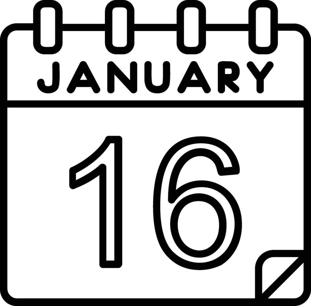16 januari linje ikon vektor