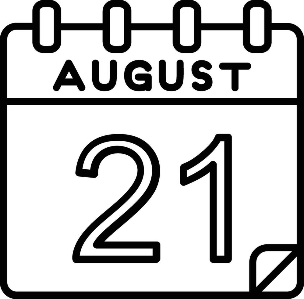 21 augusti linje ikon vektor