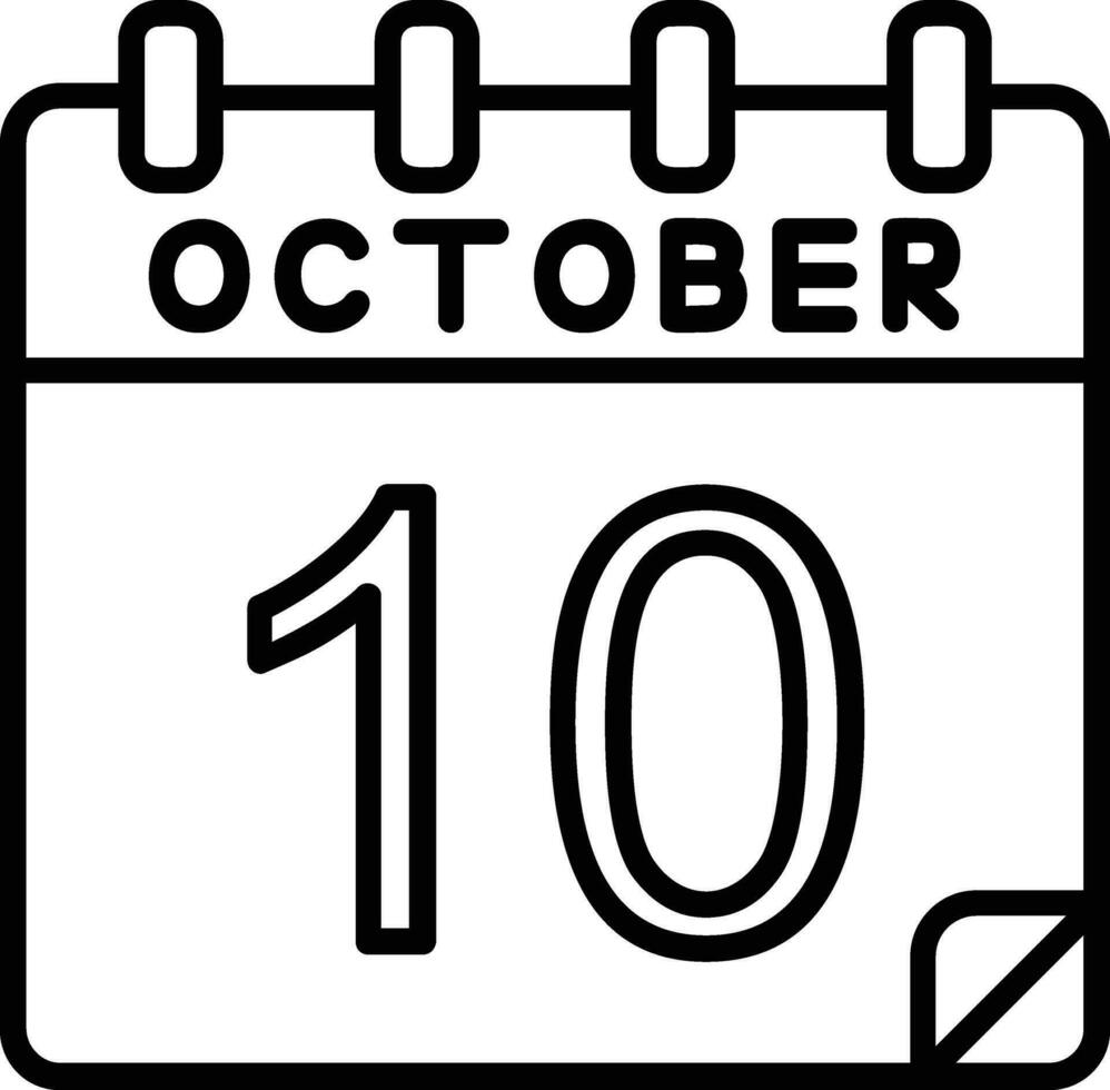 10 Oktober Linie Symbol vektor