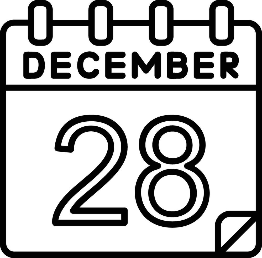 28 december linje ikon vektor