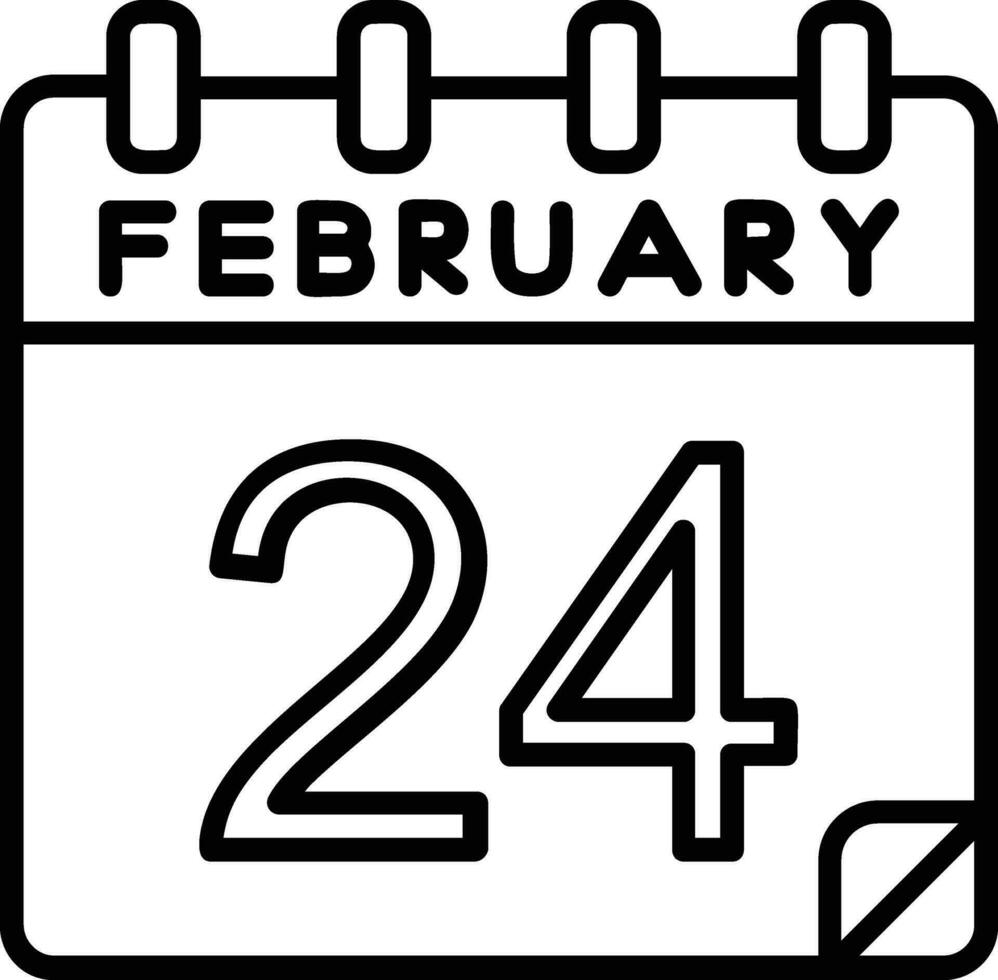 24 februari linje ikon vektor