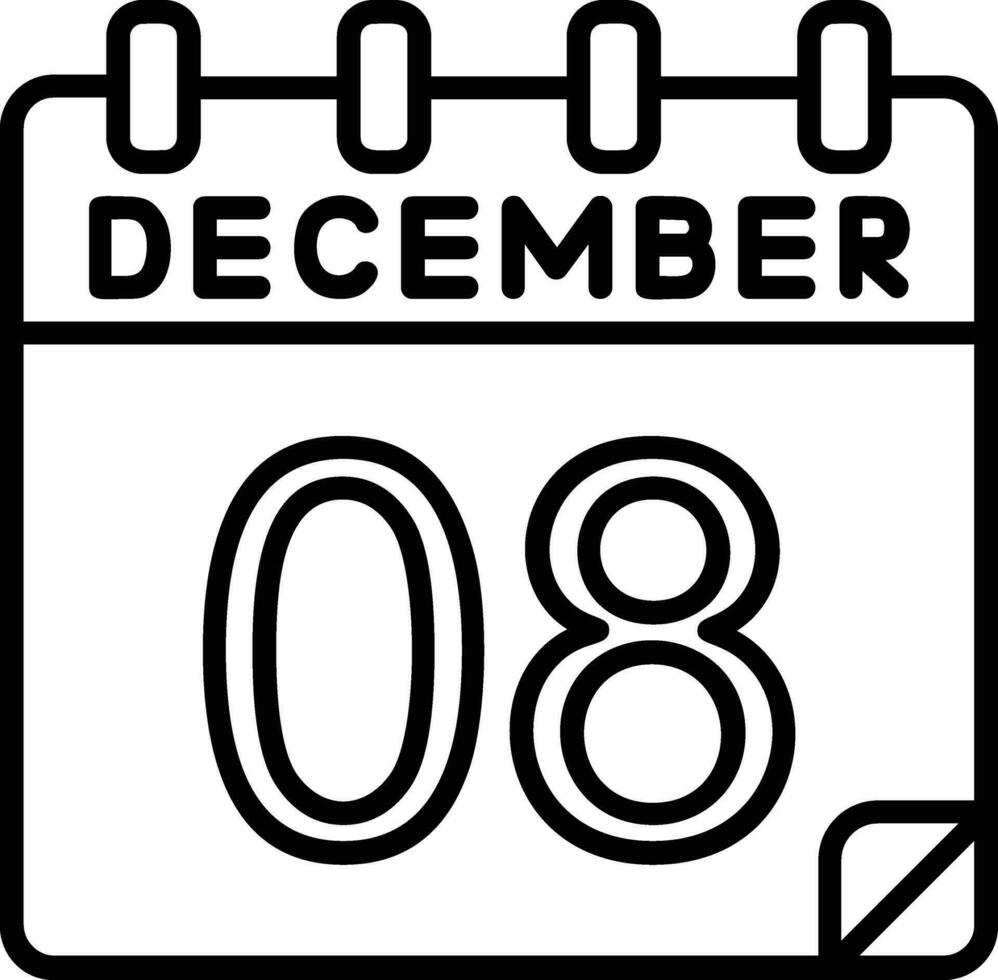 8 december linje ikon vektor