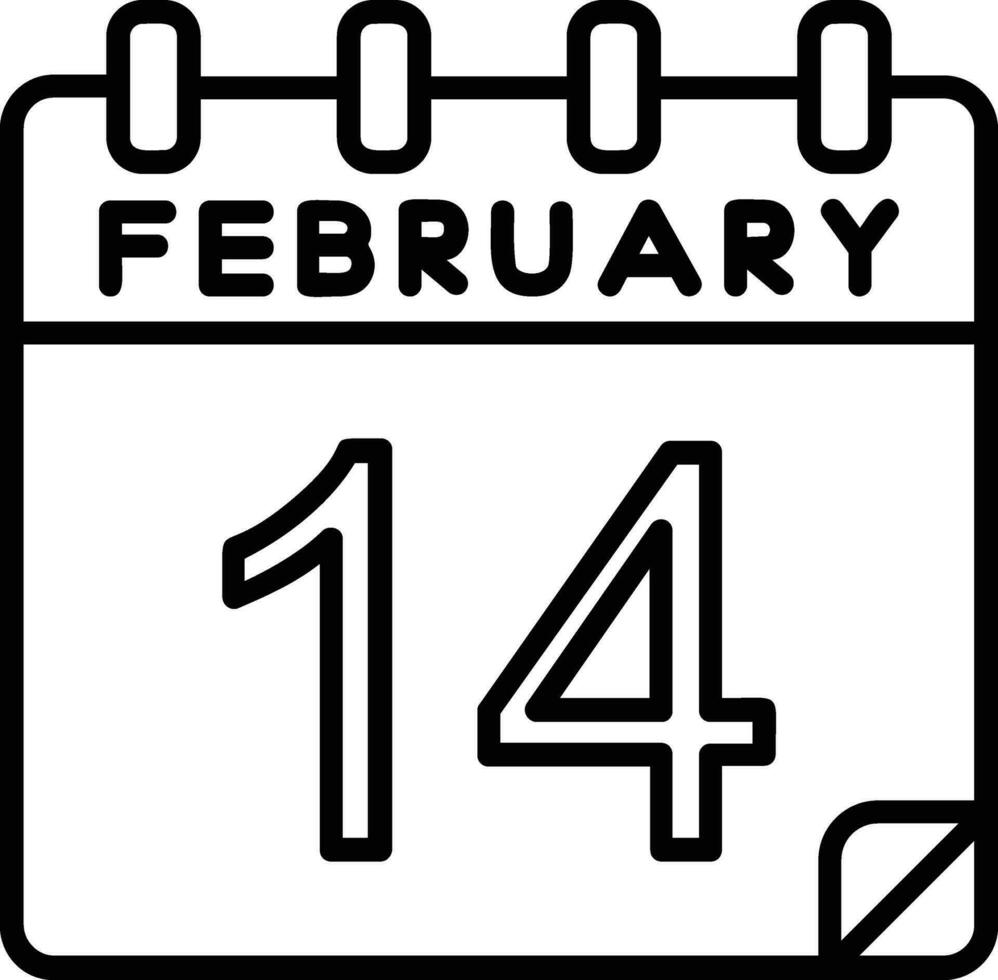 14 Februar Linie Symbol vektor