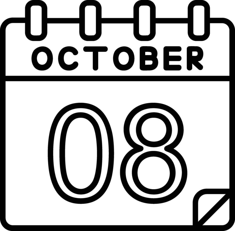 8 Oktober Linie Symbol vektor