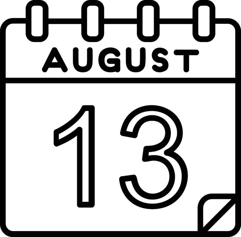 13 augusti linje ikon vektor