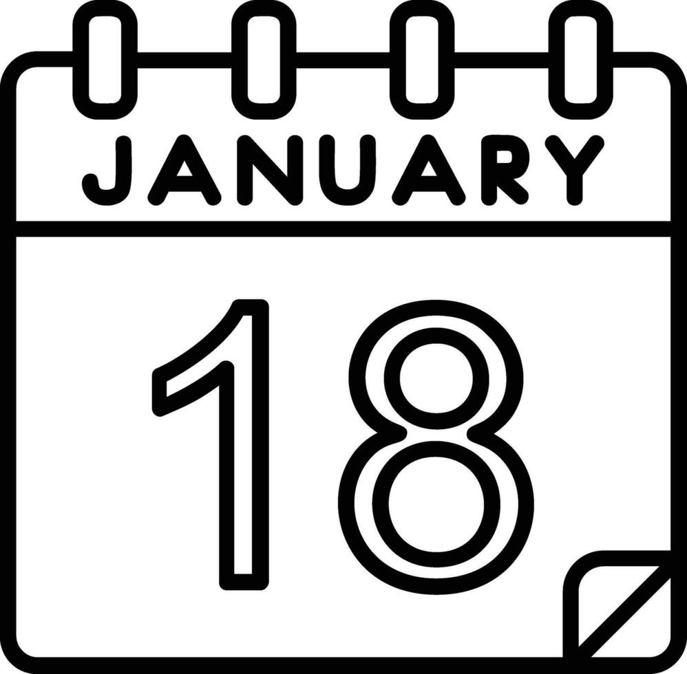 18 januari linje ikon vektor