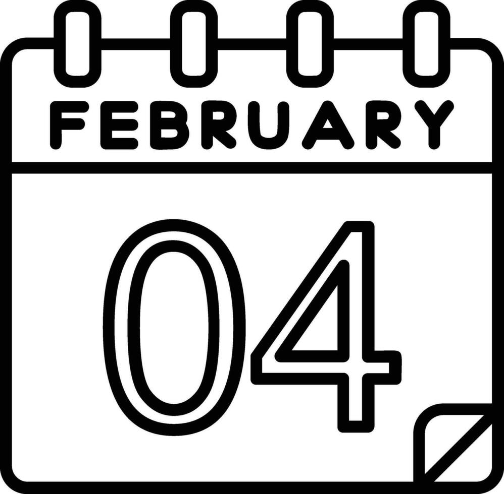 4 Februar Linie Symbol vektor