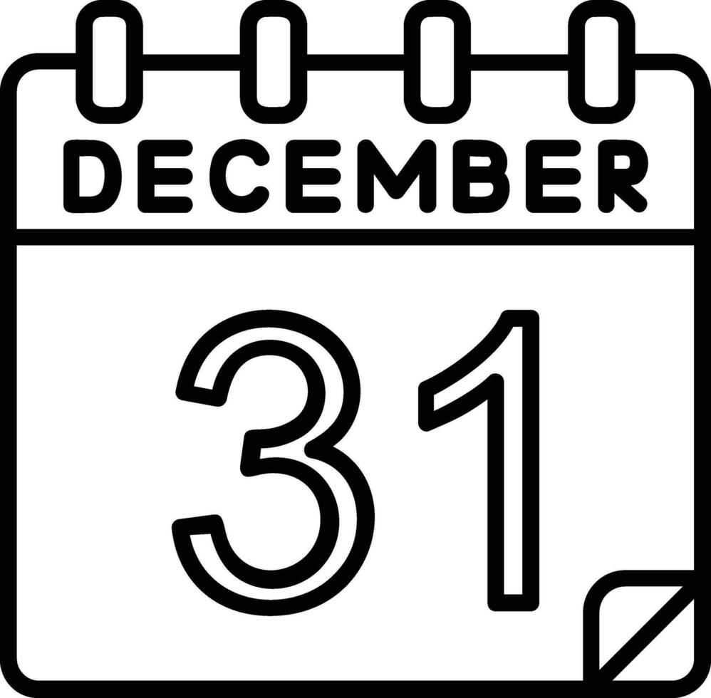 31 december linje ikon vektor
