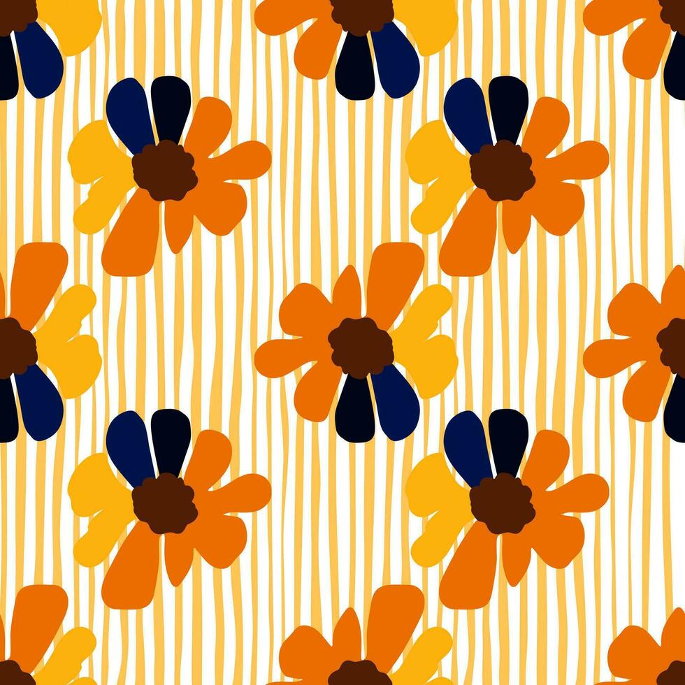 Jahrgang Blumen nahtlos Muster. retro groovig Blumen- Hintergrund. abstrakt stilisiert botanisch Hintergrund. vektor