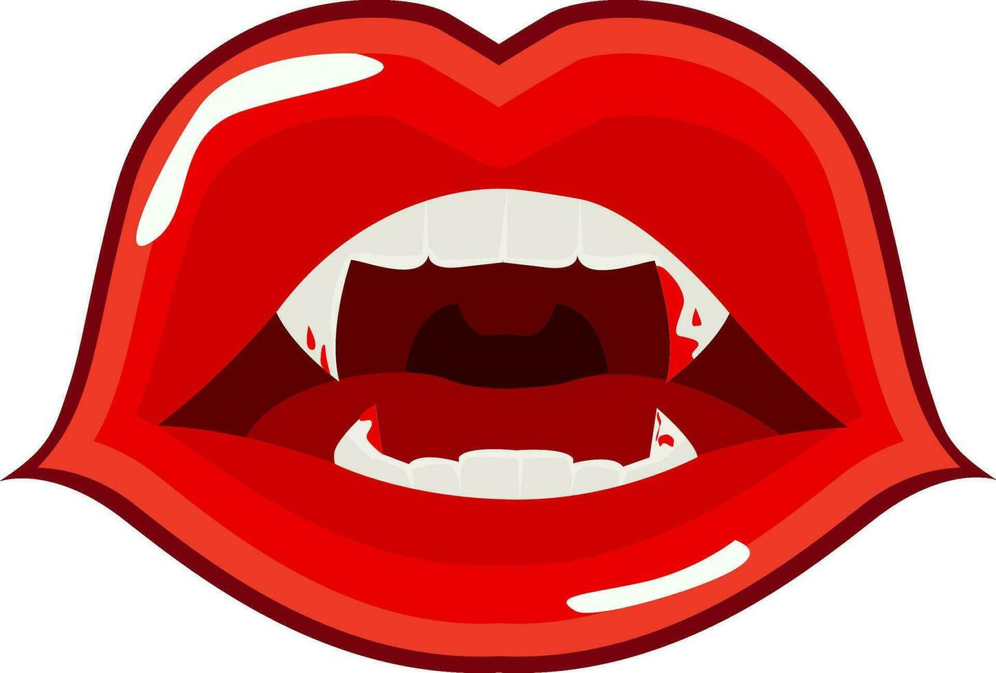 Halloween Thema mit rot weiblich Lippen und Vampir Reißzähne vektor
