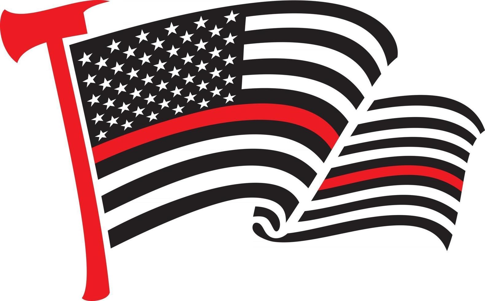 Förenta staterna tunn röd linje flagga med yxa vektor
