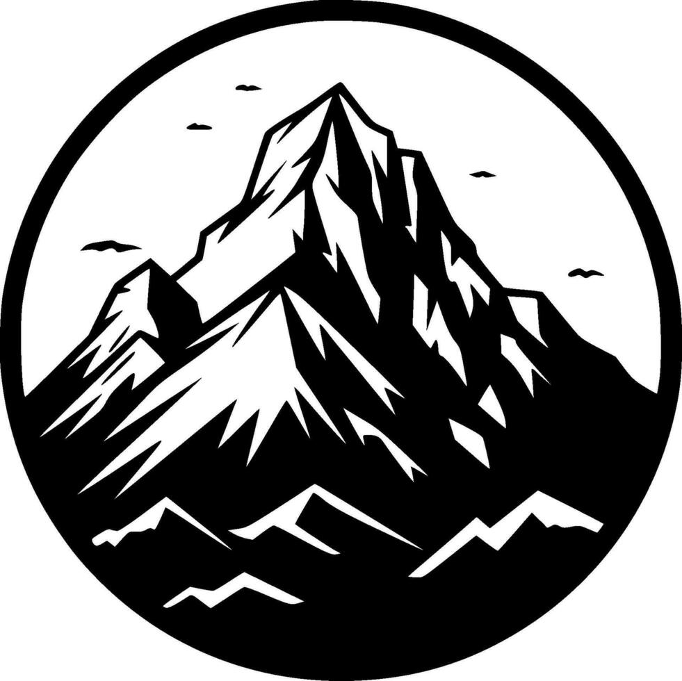 Berg - - schwarz und Weiß isoliert Symbol - - Vektor Illustration