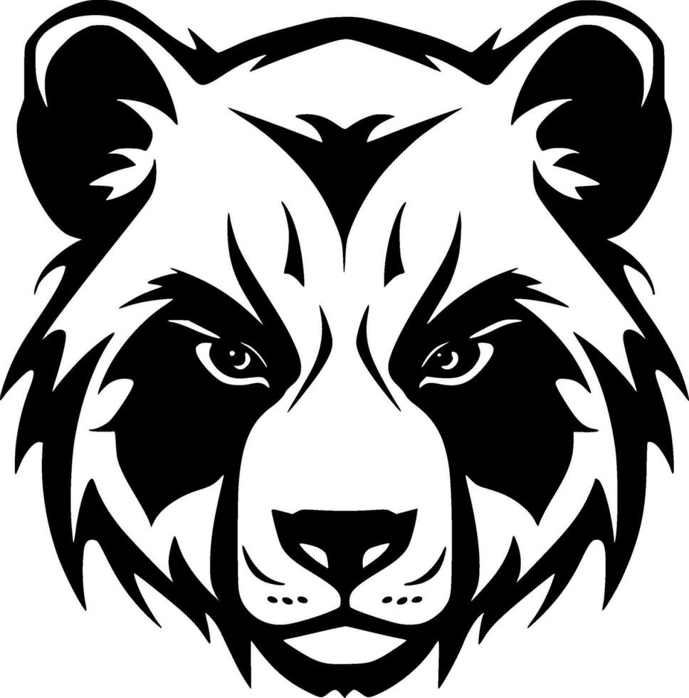 panda - svart och vit isolerat ikon - vektor illustration