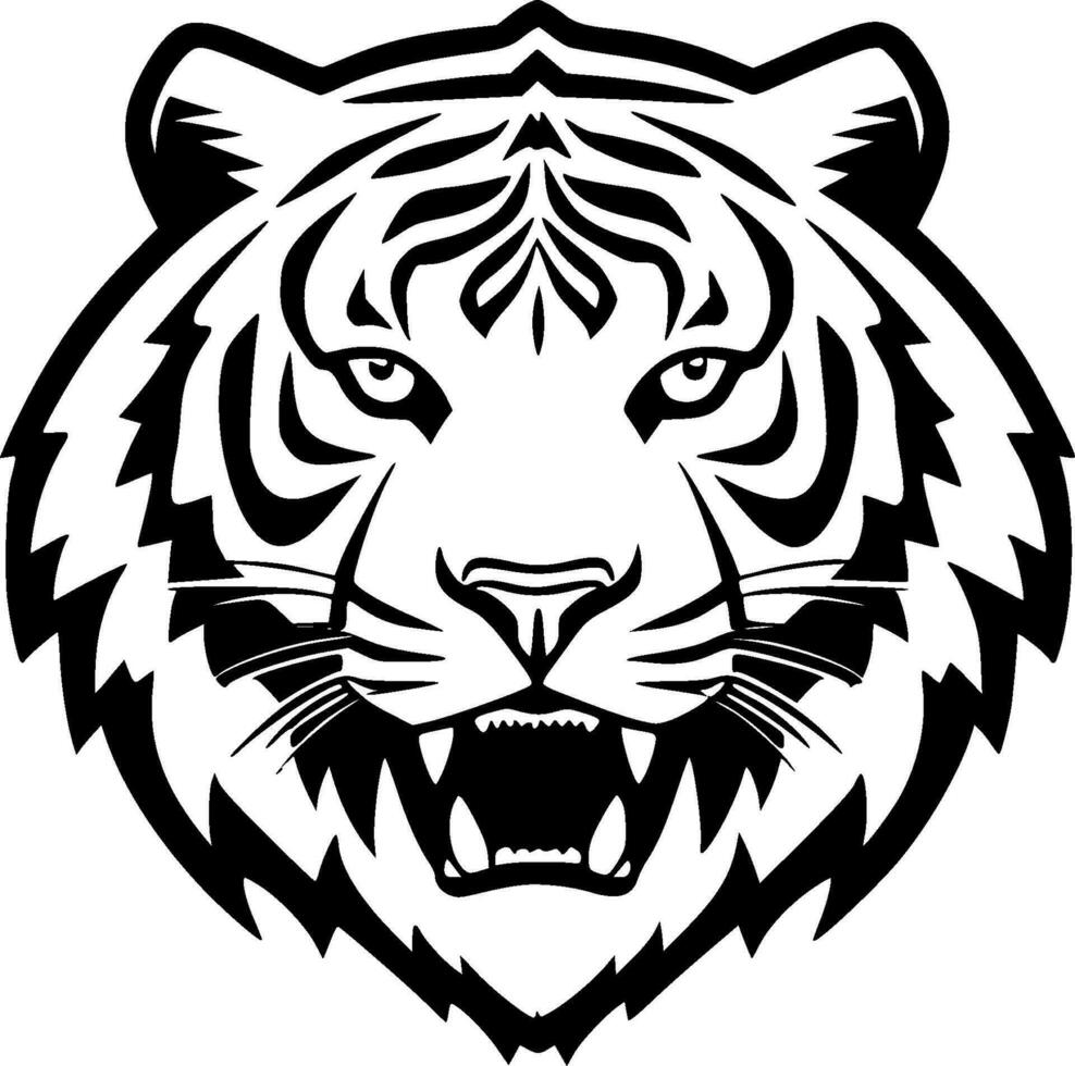 Tiger - - schwarz und Weiß isoliert Symbol - - Vektor Illustration