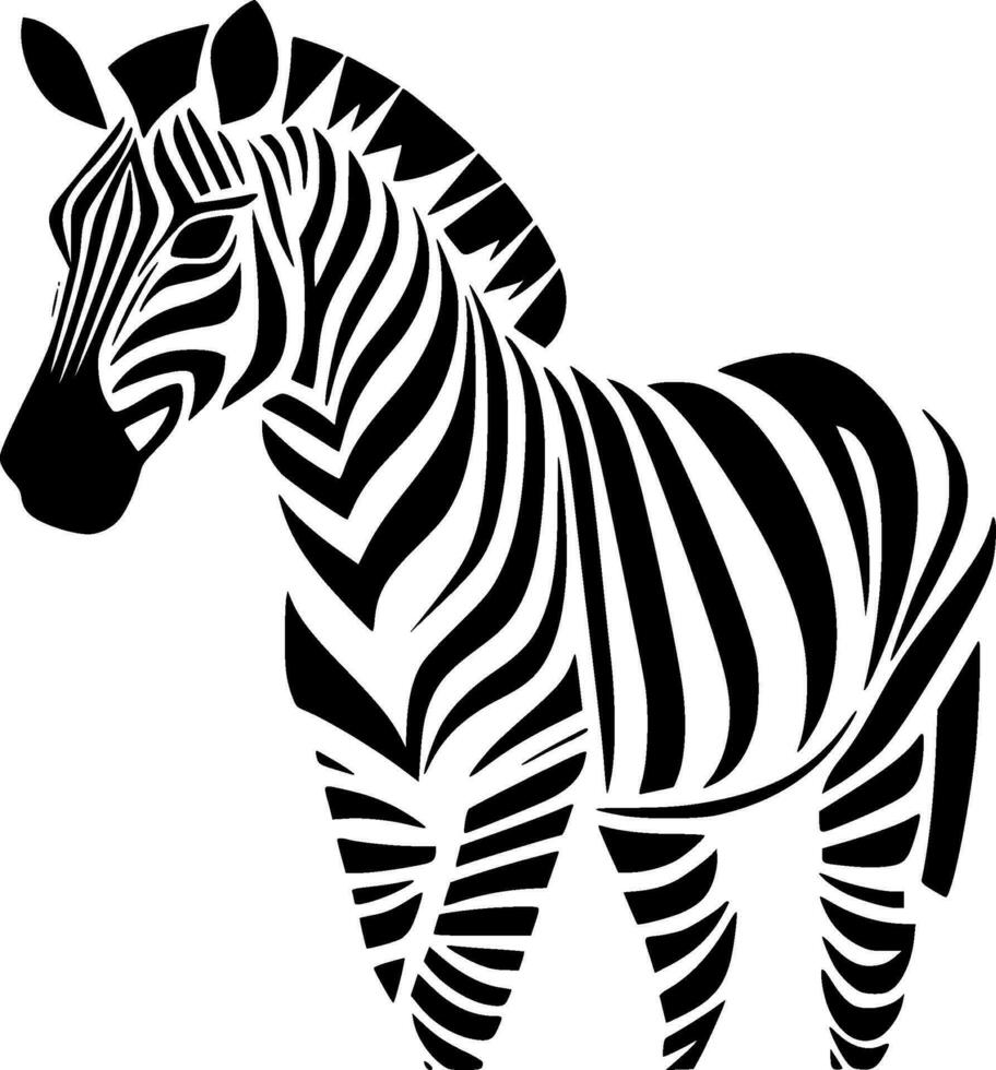 zebra, svart och vit vektor illustration