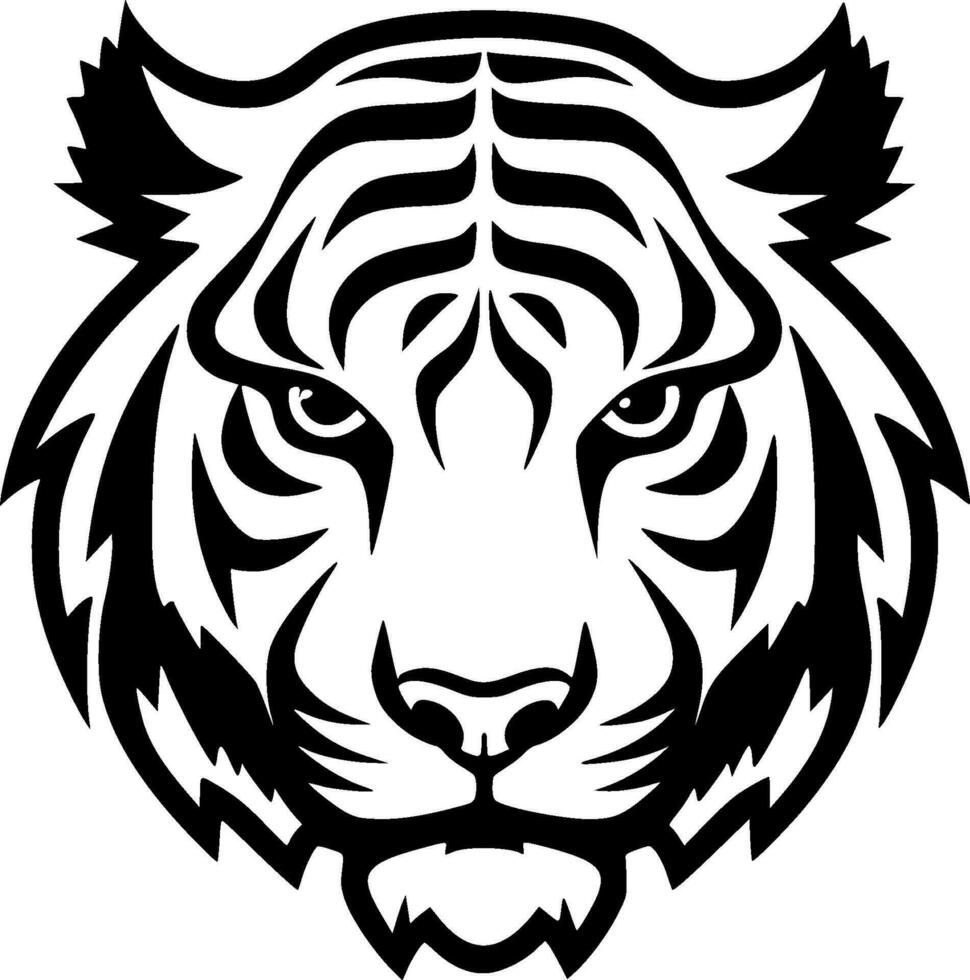 tiger - svart och vit isolerat ikon - vektor illustration