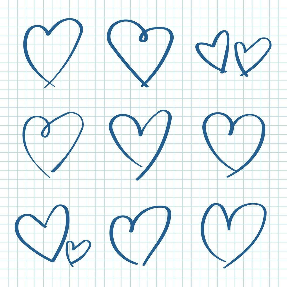 Herzen Symbol im Hand gezeichnet Stil. handgemacht gemalt Herz Vektor Illustration auf isoliert Hintergrund. Liebe Gekritzel Zeichen Geschäft Konzept.