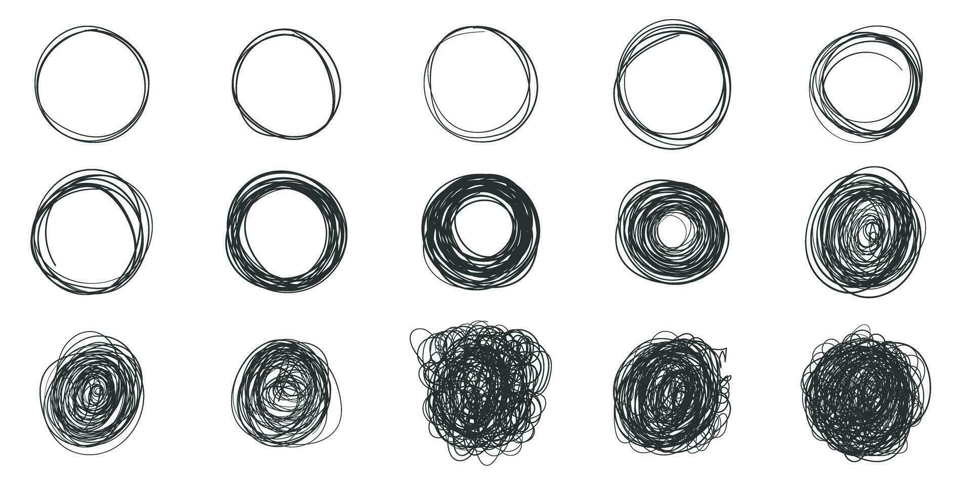 Kreis Linie skizzieren Symbol im Hand gezeichnet Stil. kreisförmig kritzeln Gekritzel Vektor Illustration auf isoliert Hintergrund. Bleistift oder Stift Blase Zeichen Geschäft Konzept.