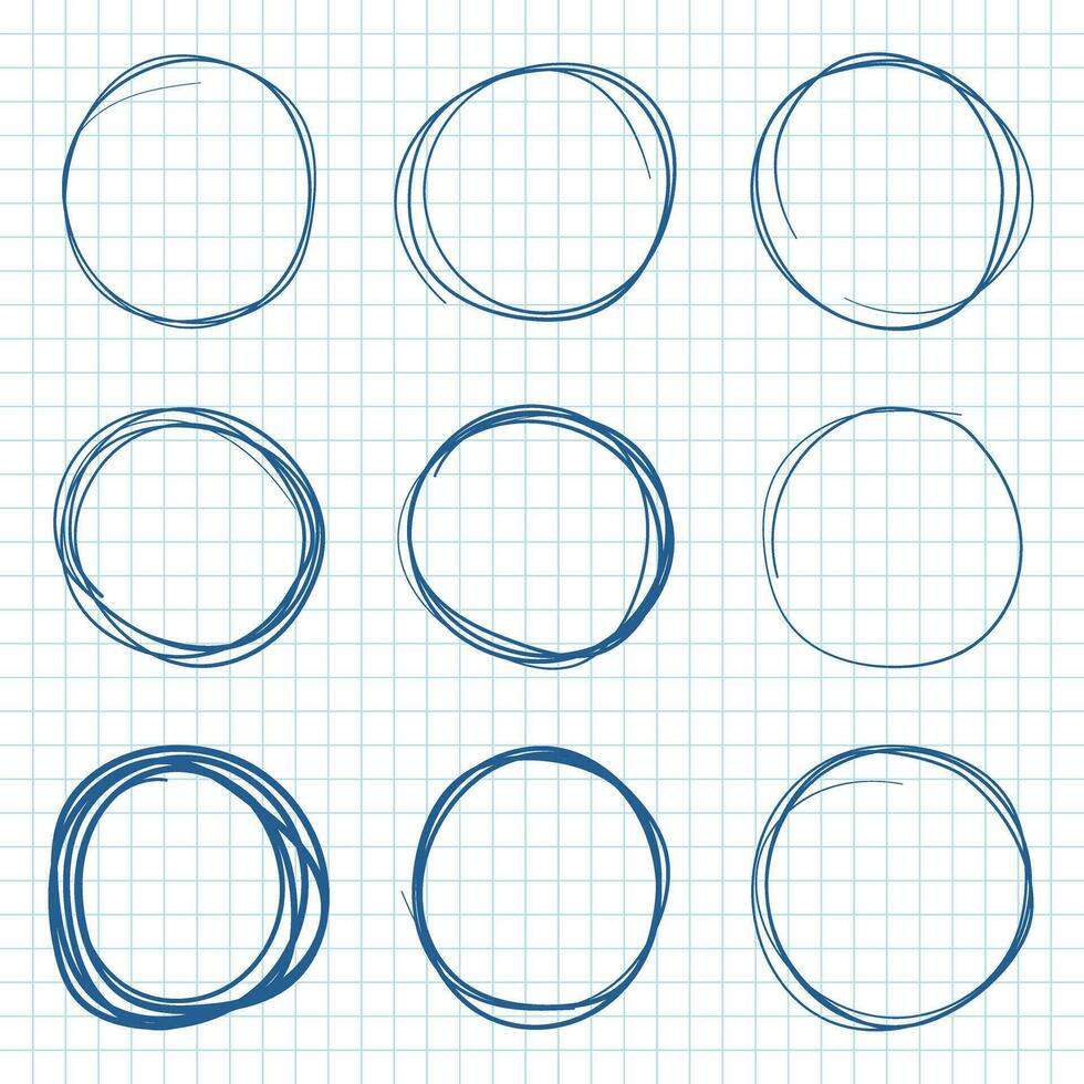 Kreis Linie skizzieren Symbol im Hand gezeichnet Stil. kreisförmig kritzeln Gekritzel Vektor Illustration auf isoliert Hintergrund. Bleistift oder Stift Blase Zeichen Geschäft Konzept.