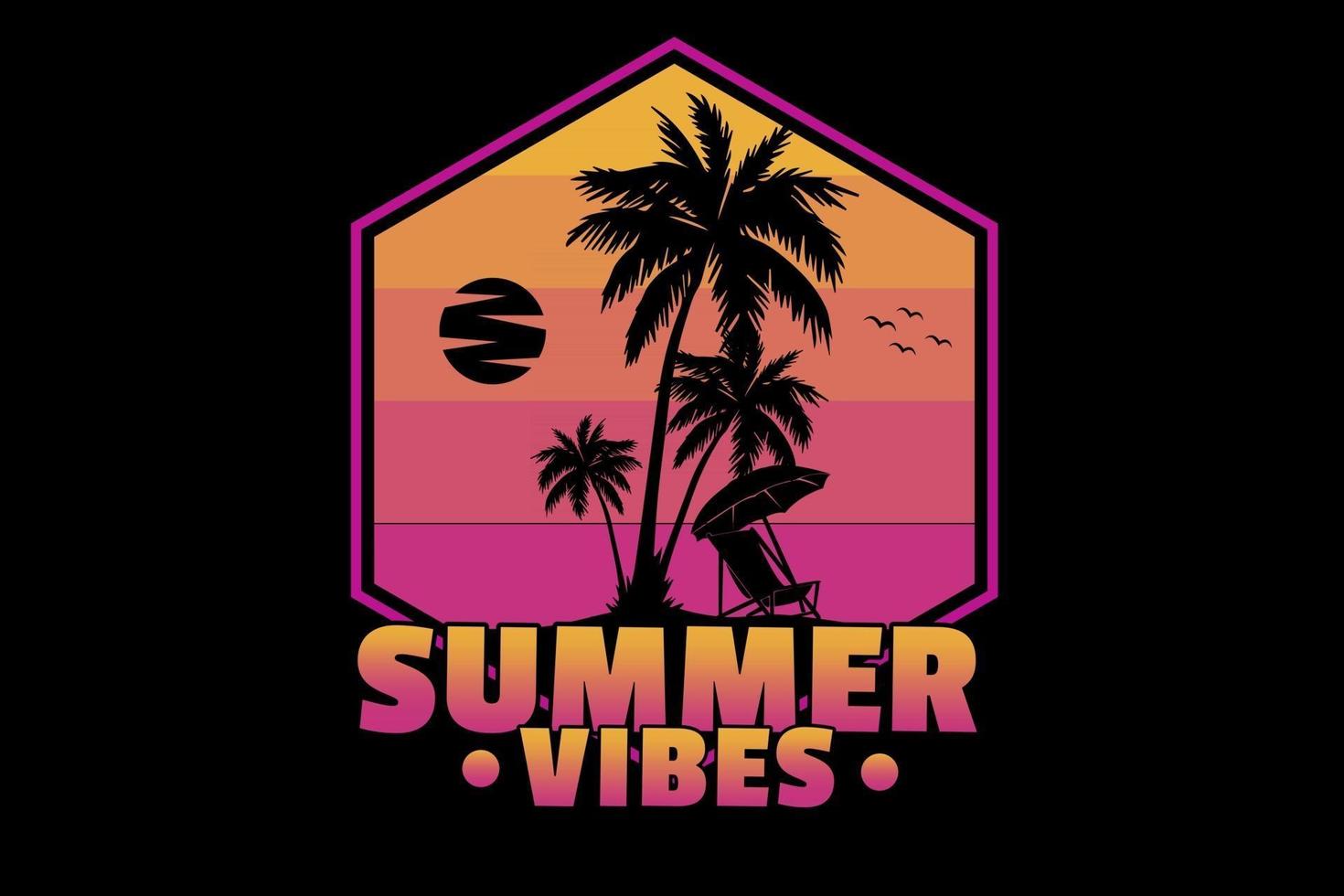 Sommer Vibes Silhouette Design mit Retro-Vintage-Farbe vektor