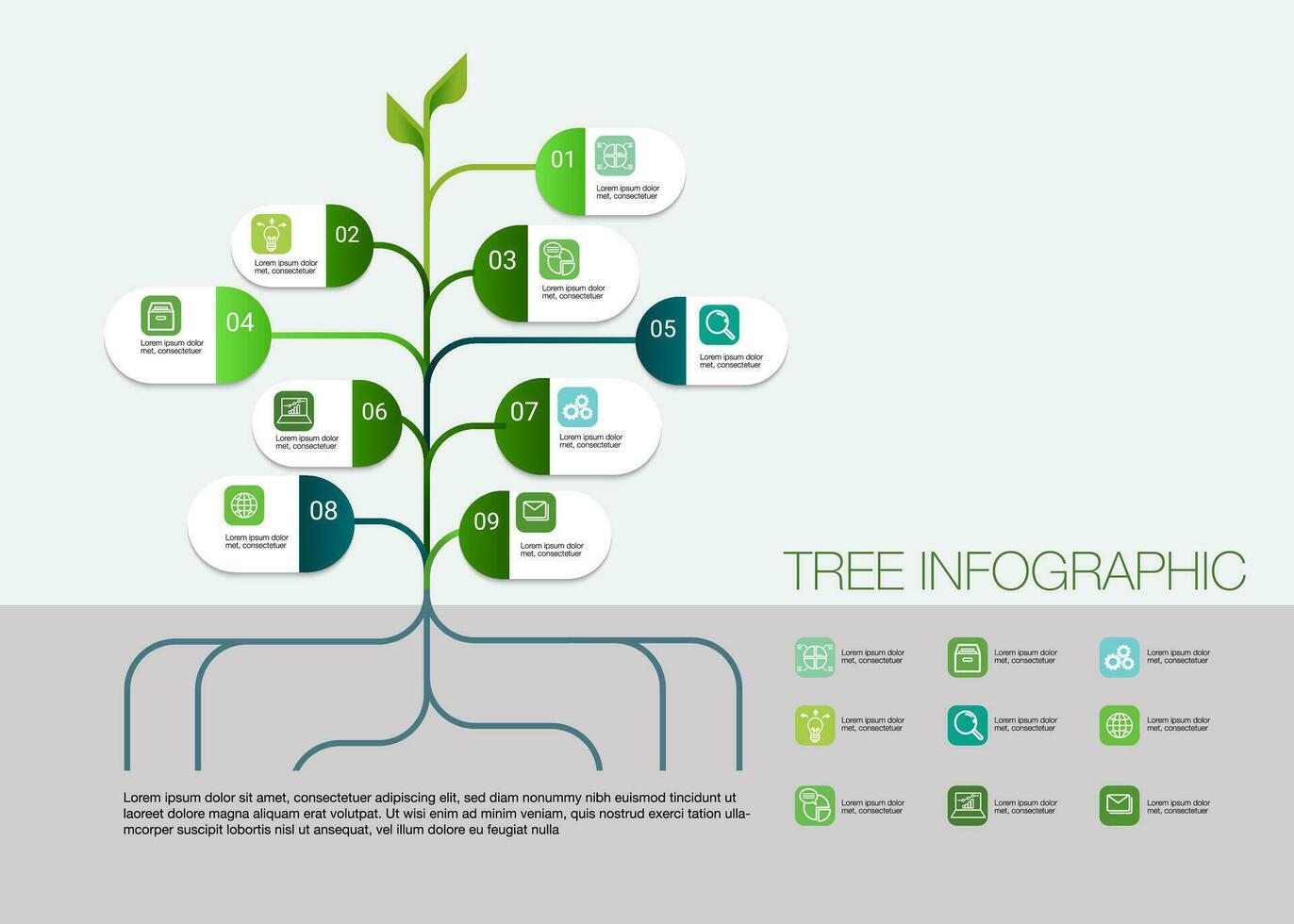 Infografik Geschäft Baum Diagramm zu Geschenk Daten, Fortschritt, Richtung, Wachstum, Idee, Infografik Das Umrisse das Schritte von das Verwaltung Prozess können Sein ein nützlich Werkzeug zum Organisationen zu visualisieren vektor
