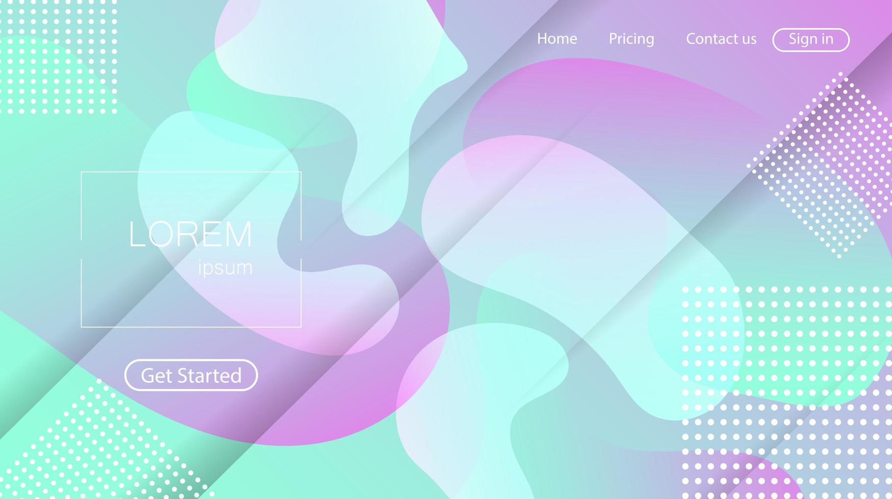 abstrakter Hintergrund der Website. helle bunte dynamische Formen Landingpage vektor