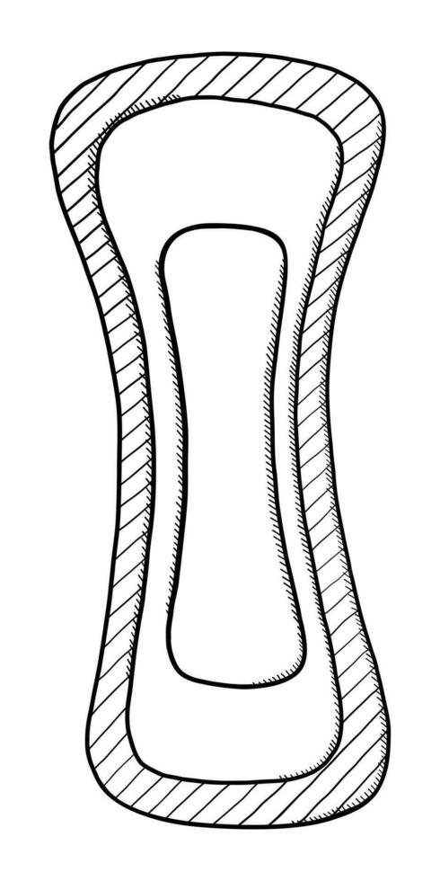 Vektor isoliert auf ein Weiß Hintergrund Gekritzel Illustration von ein Einweg sanitär Pad