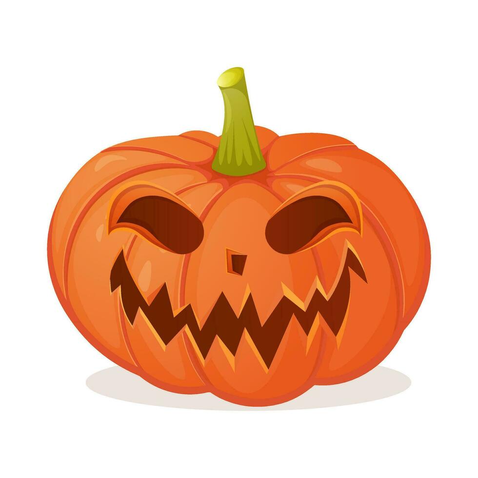 halloween pumpa med skrämmande leende isolerat på vit vektor