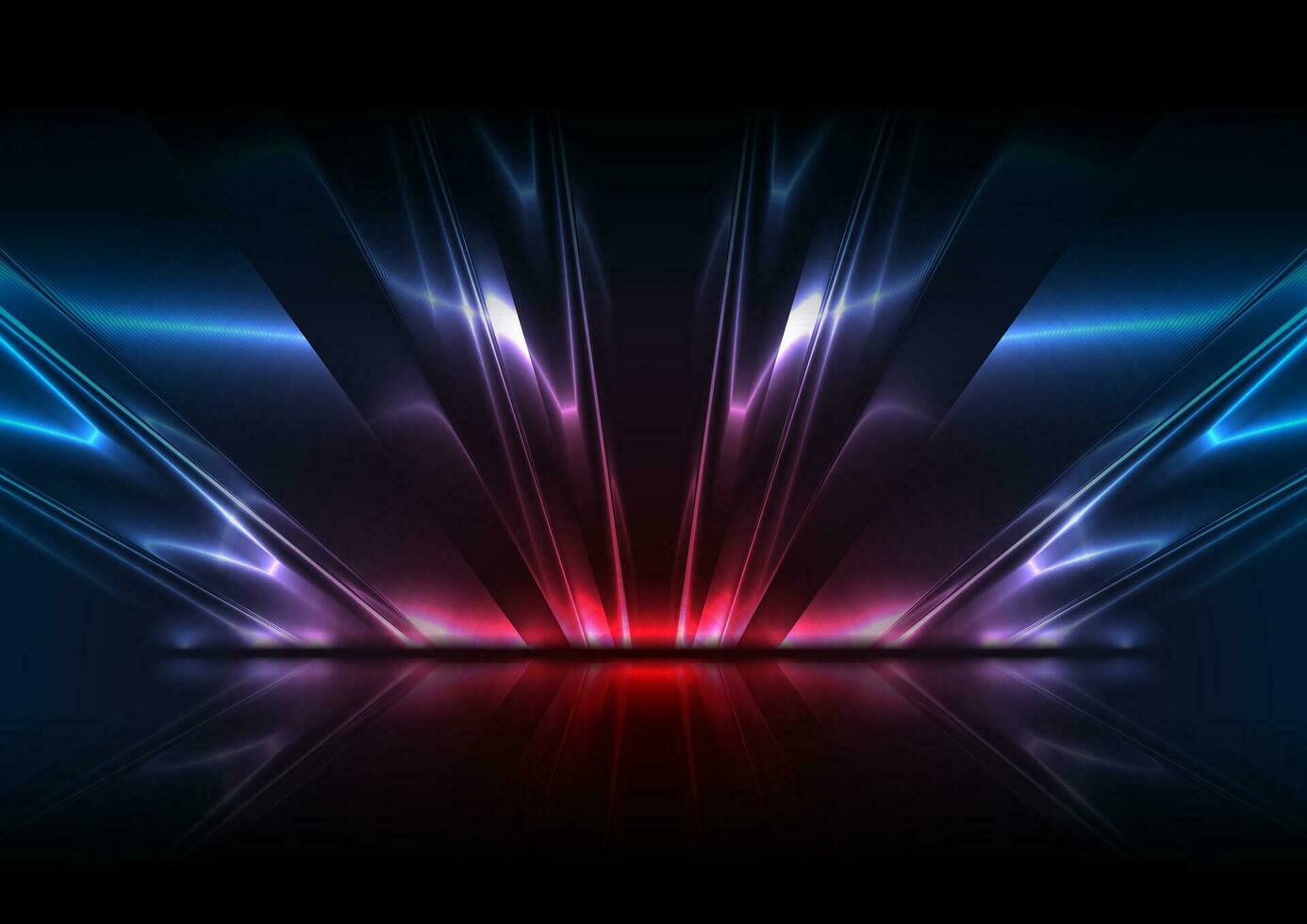 Blau und rot Neon- glänzend Streifen abstrakt Technik Hintergrund vektor