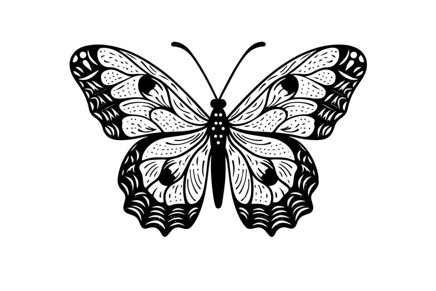 Schmetterling skizzieren. Hand gezeichnet Gravur Stil Vektor Illustration.