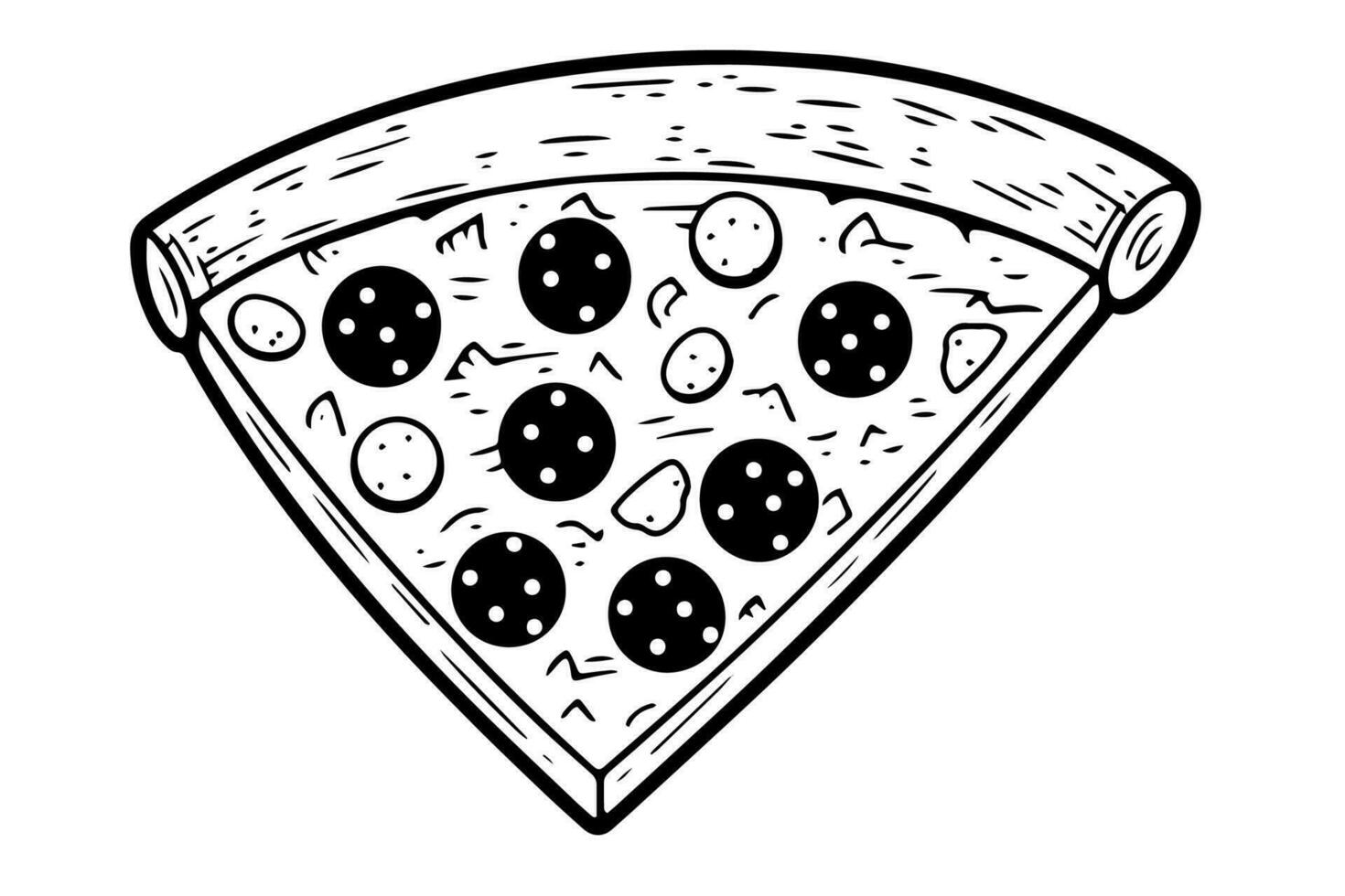 skiva av pizza älskare bläck skiss. gravyr stil vektor illustration. konst för skriva ut, design, baner.