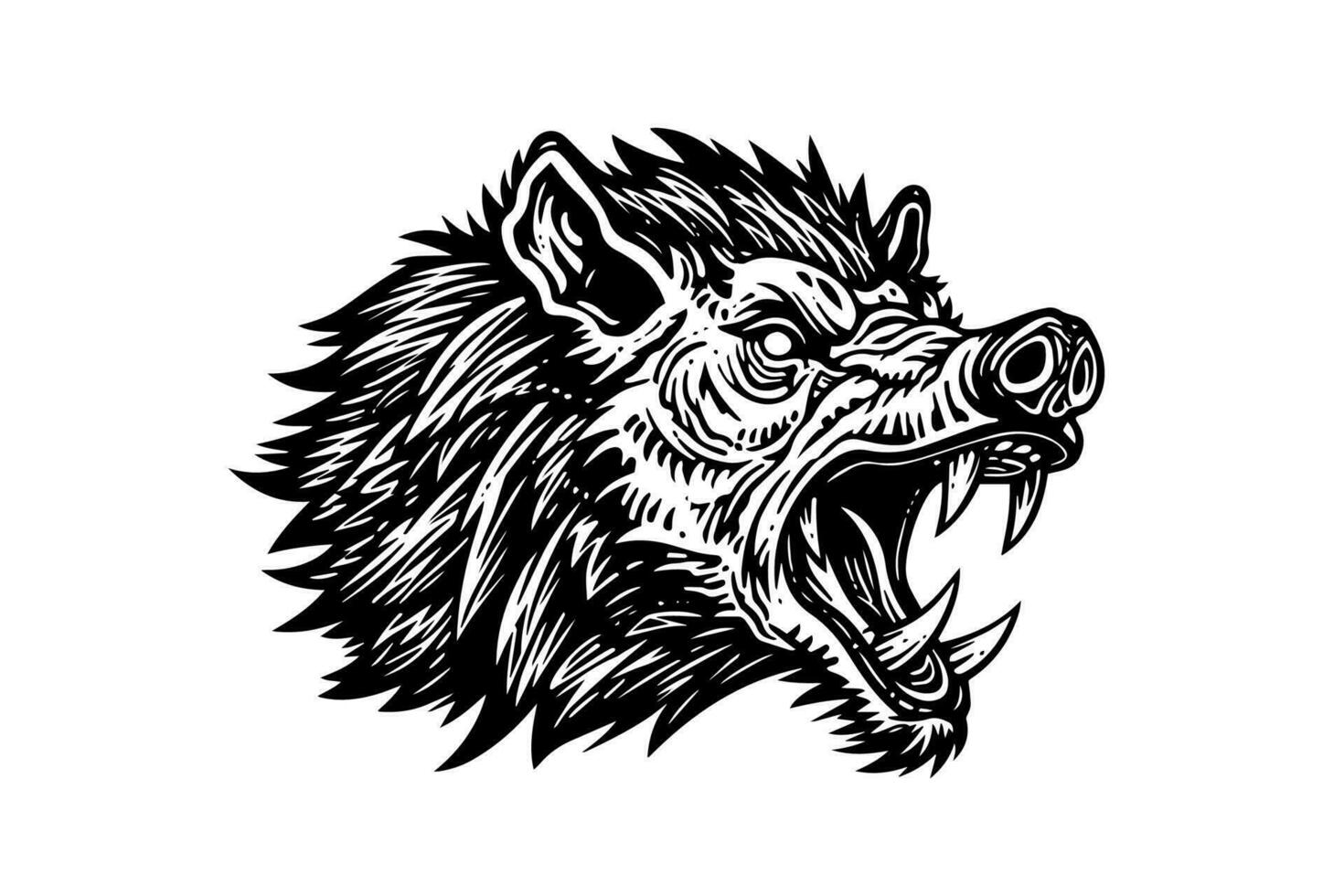 Eber oder wild Schwein Kopf Zeichnung Tinte skizzieren, Jahrgang graviert Stil Vektor Illustration.