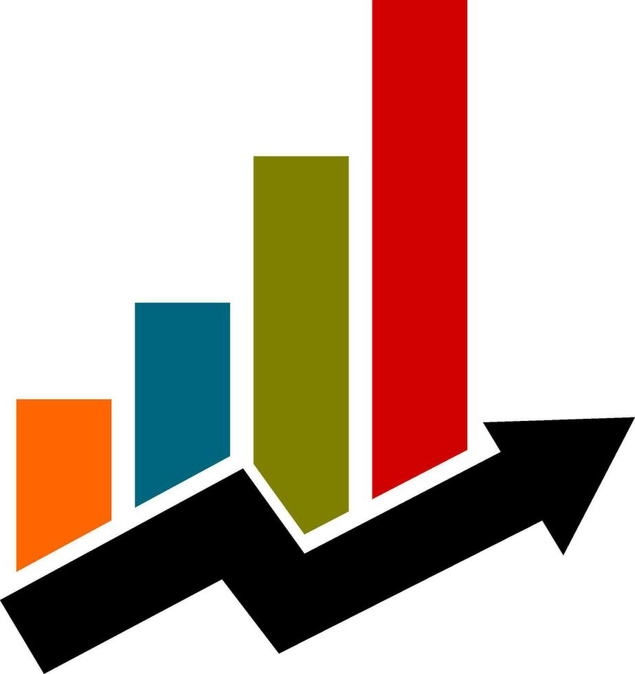 Graph mit Pfeil. Bar oben Trend. Infografik Vektor Illustration.