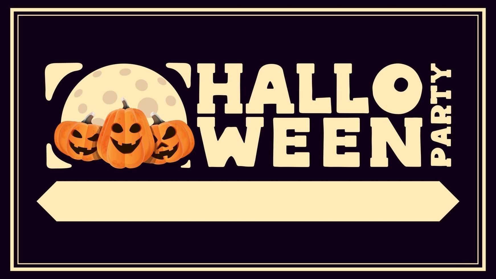 Halloween-Party, horizontales Poster im typografischen Stil mit Kürbissen vektor