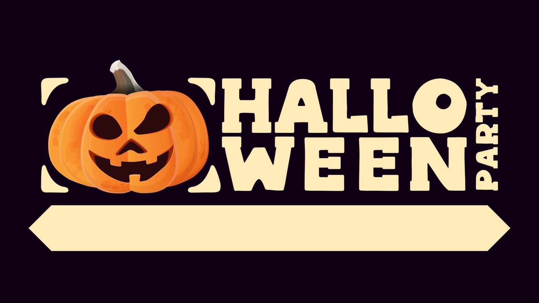 Halloween-Party, horizontales Poster im typografischen Stil mit Halloween-Kürbis vektor