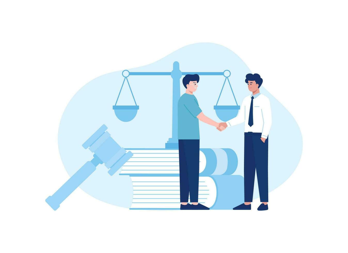 advokat kontrakt handslag med klient begrepp platt illustration vektor