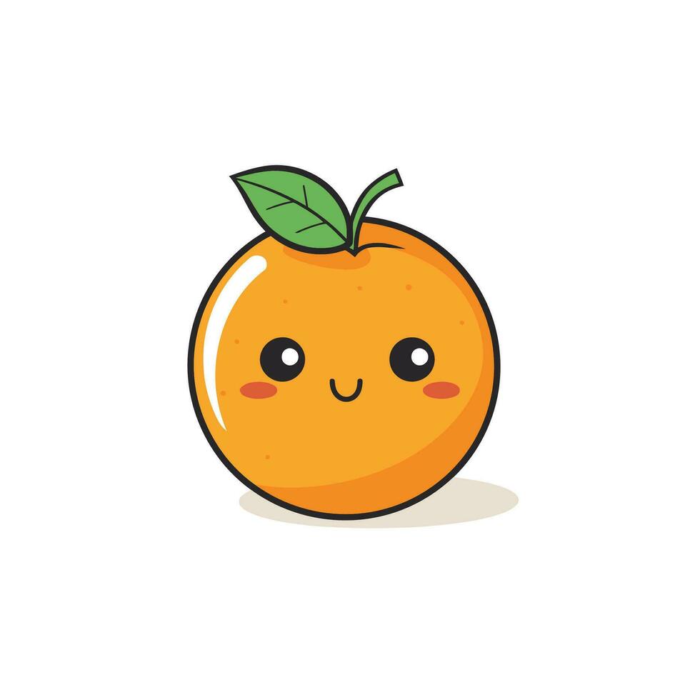 Vektor Illustration von süß kawaii Obst Vektor Symbol, Karikatur Charakter Orange isoliert auf Weiß Hintergrund.