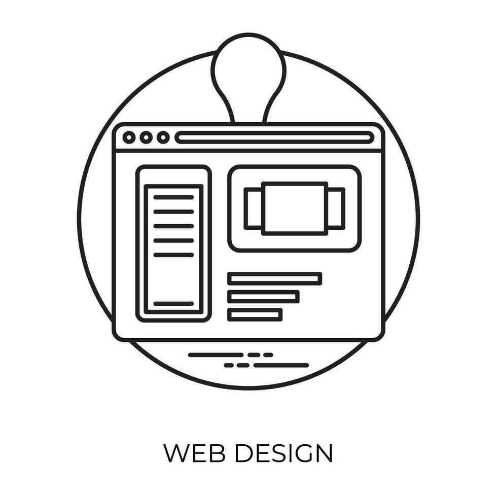 en grafiskt designad sida på dator skärm med spela symbol på topp skildrar webb design bearbeta vektor