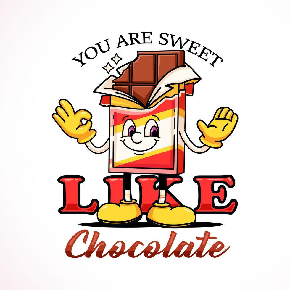 süß Karikatur Maskottchen Schokolade Riegel. perfekt zum Logos, Maskottchen, T-Shirts, Aufkleber und Plakate vektor